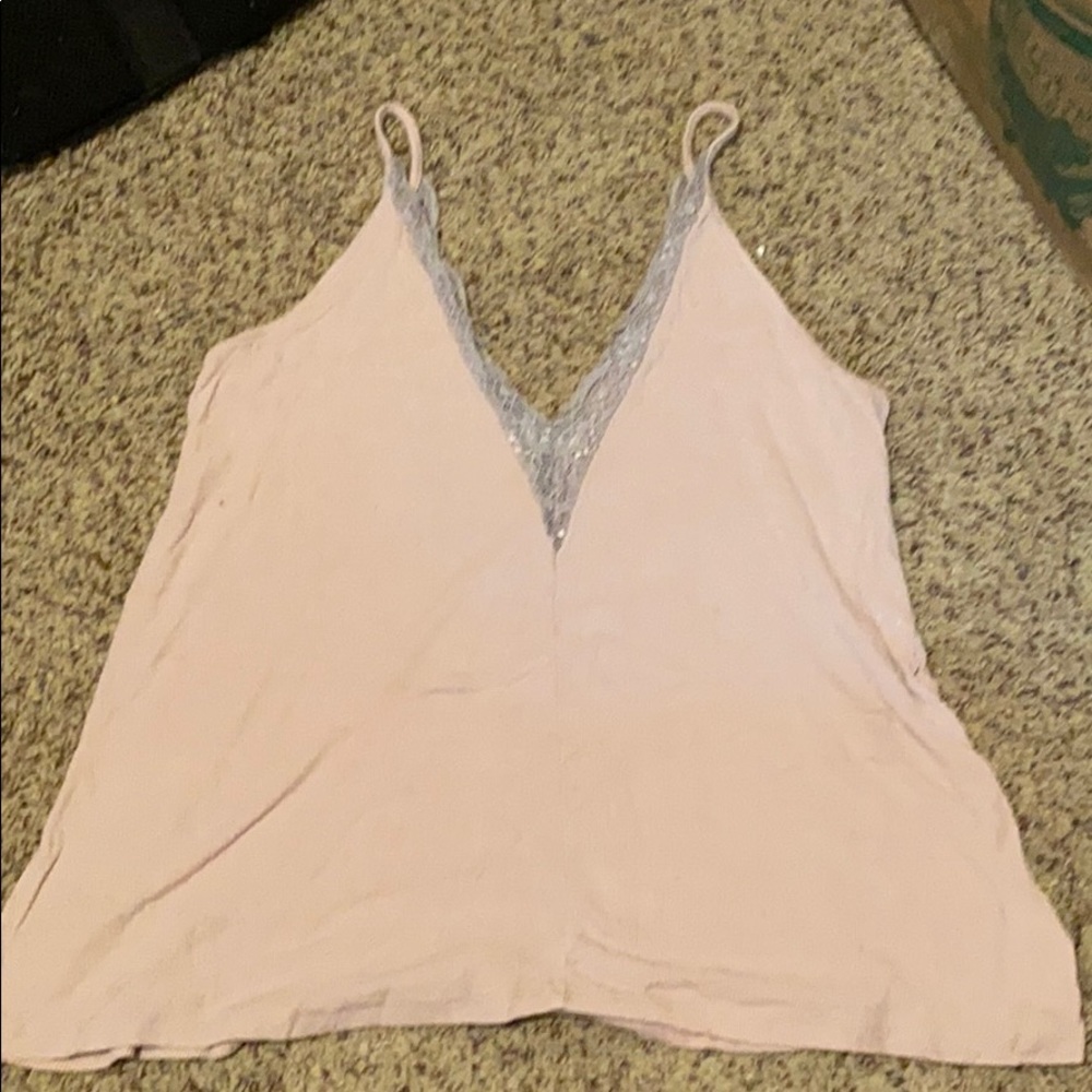 Blush pink lace tank top
